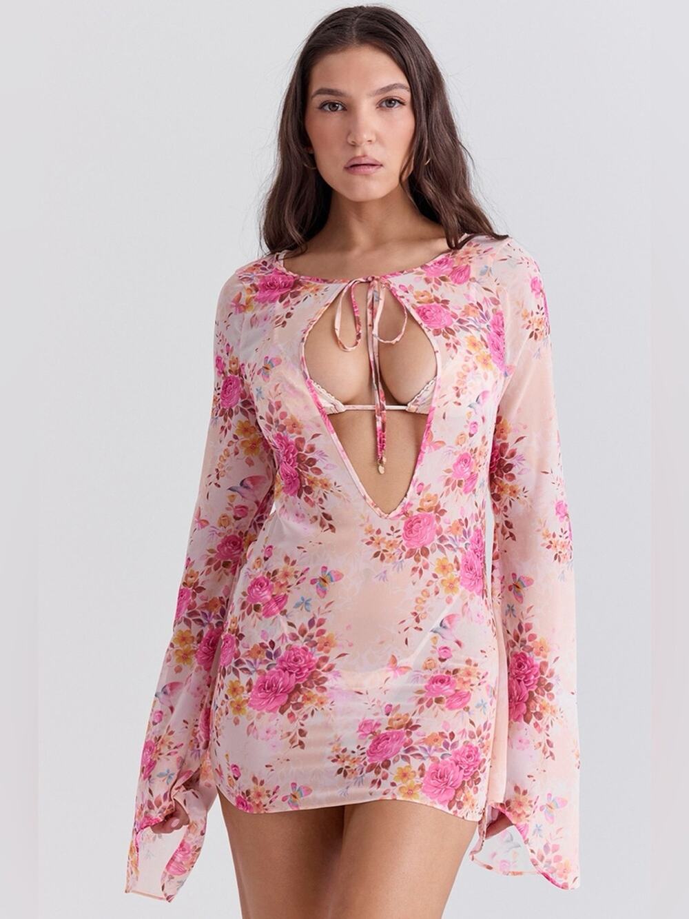 House of CB Oceana Floral Print Beach Cover Up XL